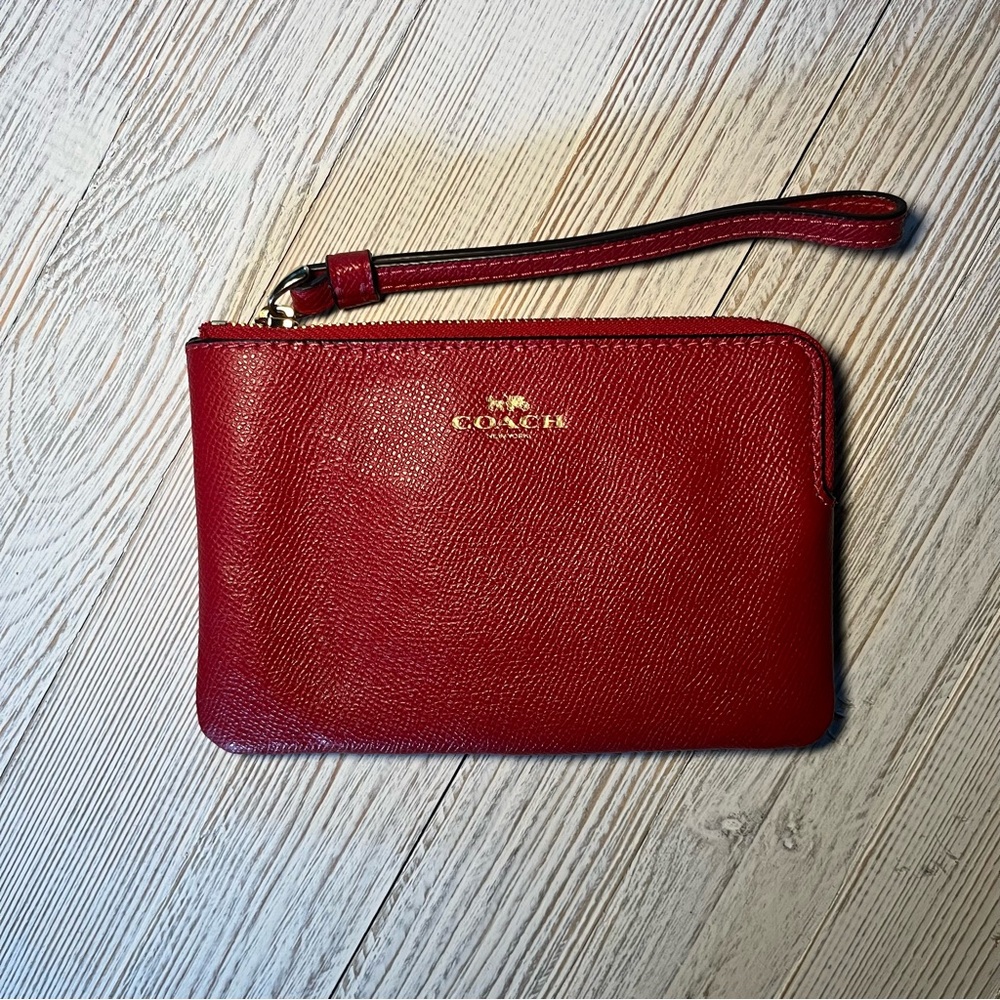 Coach Cherry Red Leather Wristlet